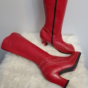 Fluevog Red boots. "To Love or to Hate"